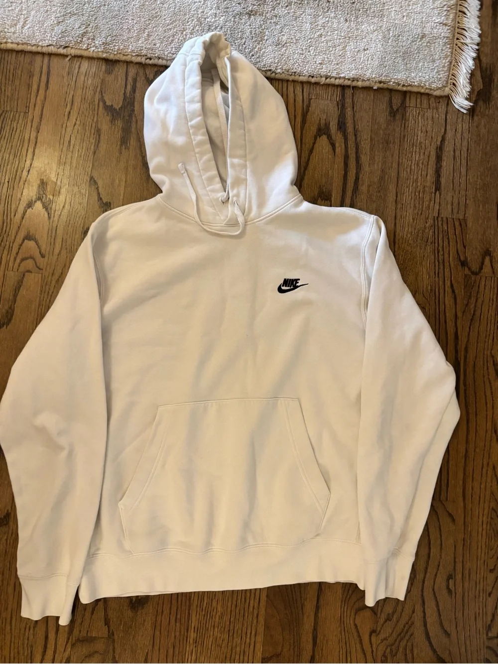Nike White Pullover Hoodie with Black Swoosh